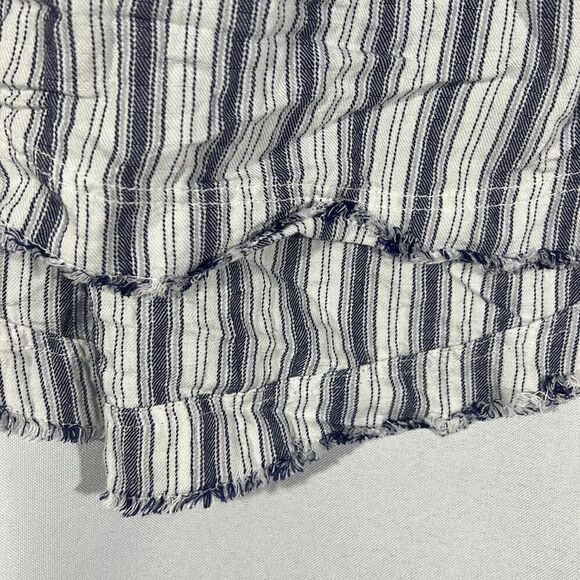 FREE PEOPLE PINSTRIPES TUNIC IN NAVY WHITE COMBO NWT MEDIUM RAW EDGES - Picture 6 of 7